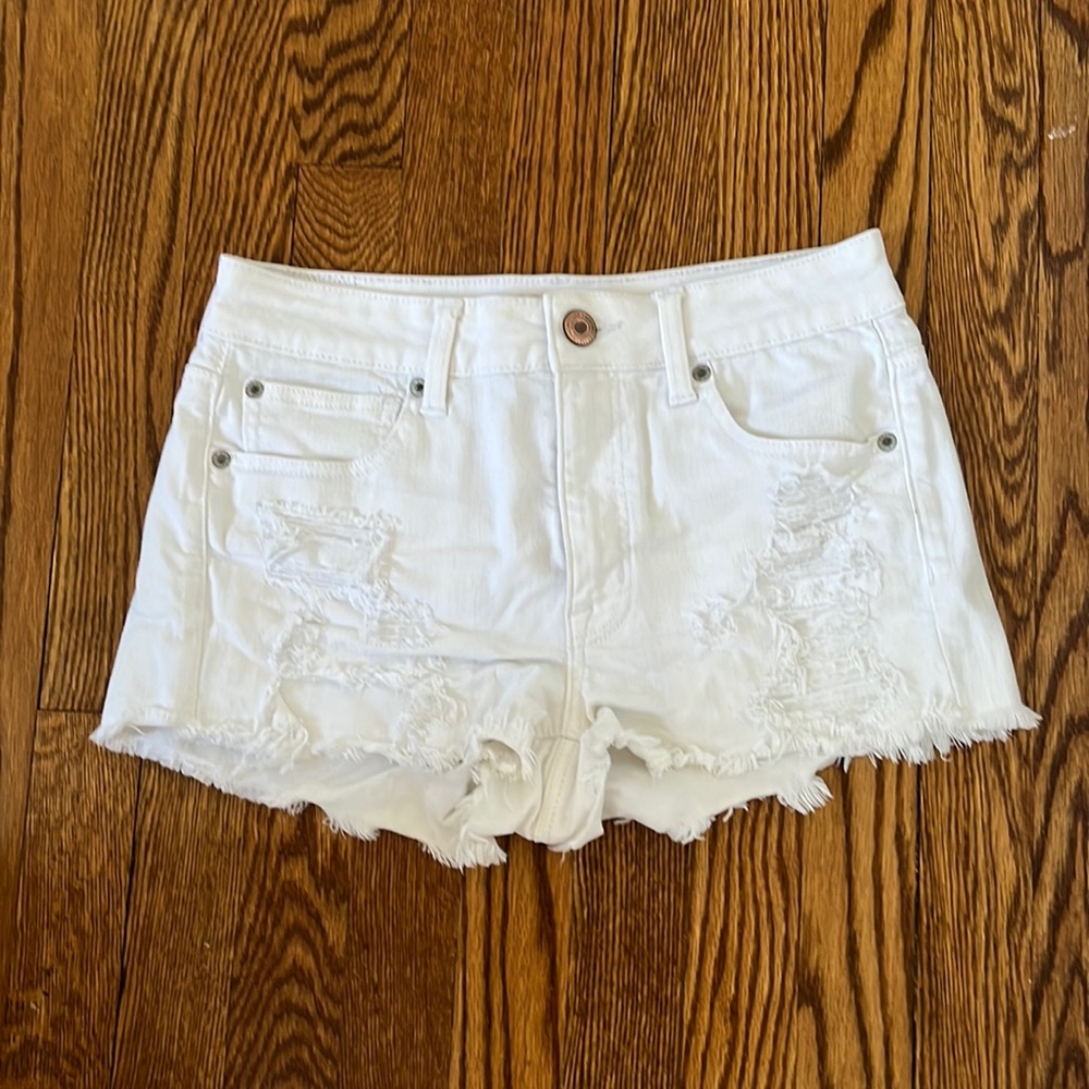 white denim shorts